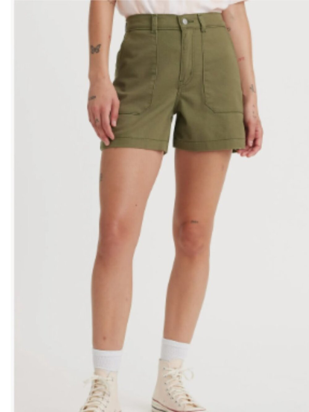 Levi’s 26 Olive Green High Rise Utility Shorts Patch Pocket Levis Utility Shorts